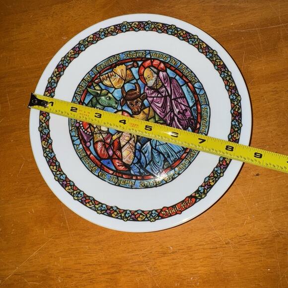 Limoges D'Arceau Noel Vitrail Dans La Creche Plate 1976 Christmas Box Cert Auth - Picture 10 of 16